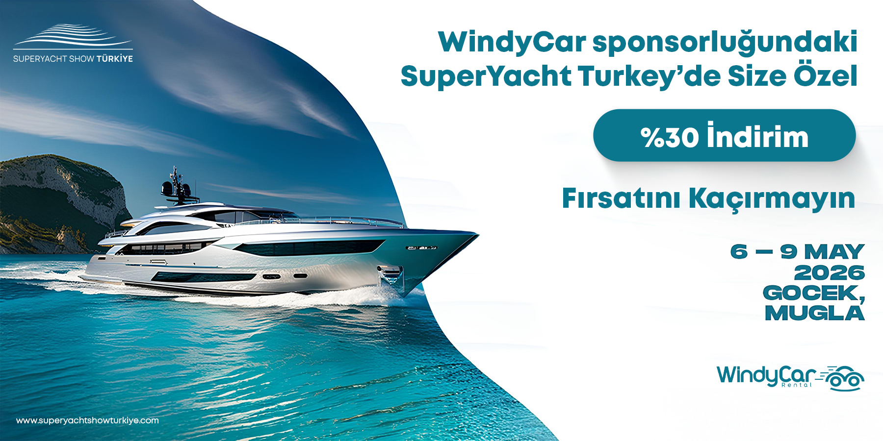 SuperYacht Show Türkiye 2026 Resmi Sponsoru WindyCar’dan %30 Özel Ayrıcalık !