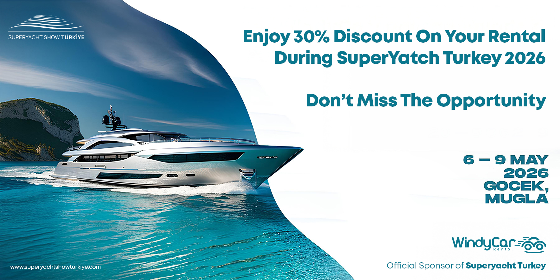 Special 30% Discount on Car Rentals by WindyCar for Superyacht Show Turkey 2026 Guests !