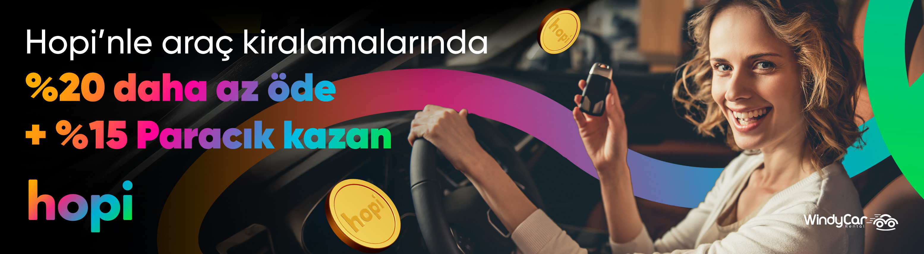 Hopililer WindyCar'da Tüm Araç Gruplarında %20 İndirim ve %15 Paracık’la Kazanıyor!